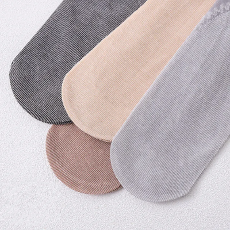 Description Picture 5 of item4Pairs Summer Soft Socks Women Cotton Breathable Bottom Non-Slip Transparent Thin Socks Ladies Short Sock Nylon Slippers Sock