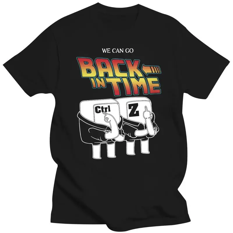 Vintage Funny Computer Nerd Tech Back In Time Ctrl Z T Shirt Summer Men Computer Keys Camisetas Programmer Developer Coding
