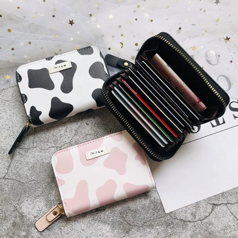 

11 Cards Holders Cartoon PU Card Case Bank Credit Bus ID Card Holder Cover Organizer Anti Demagnetization Cow Wallets Bags Pouch