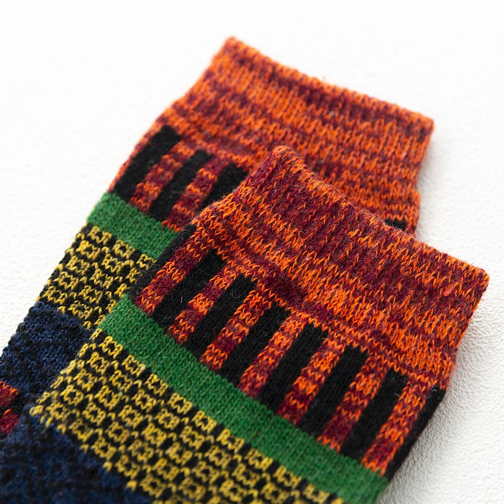 Mens Winter Wool Socks - Warm Colorful Retro Style for Snow Boots EU Size 38-44