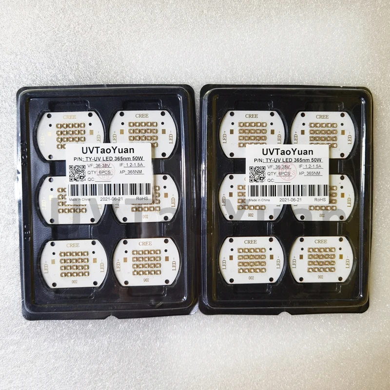 UVTaoYuan 50W UV LED COB 모듈 395nm 잉크 경화 광원 (실험 테스트 및 무대 공연용)