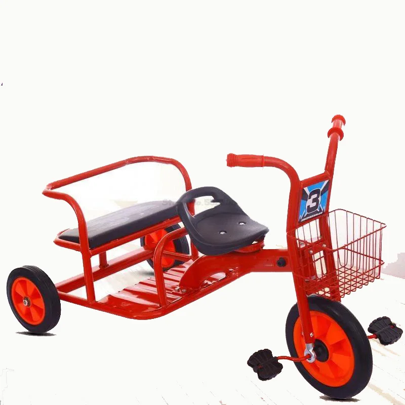 Asilo Doppio Pedale Triciclo Per Bambini 1-8 Anni Bicicletta Sport All'Aria Aperta Passeggino Taxi Trike Triciclo Tandem Per Bambini