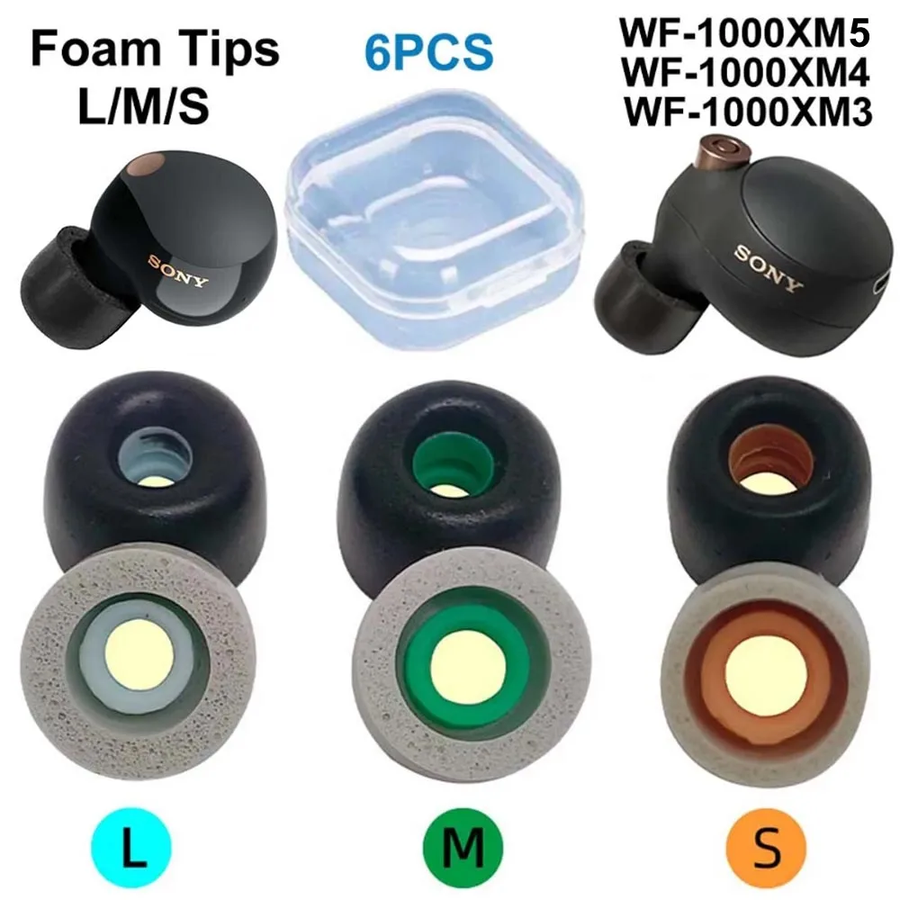 Memory Foam Ear Tips For Sony WF1000XM5 WF1000XM4 WF1000XM3 Eartips