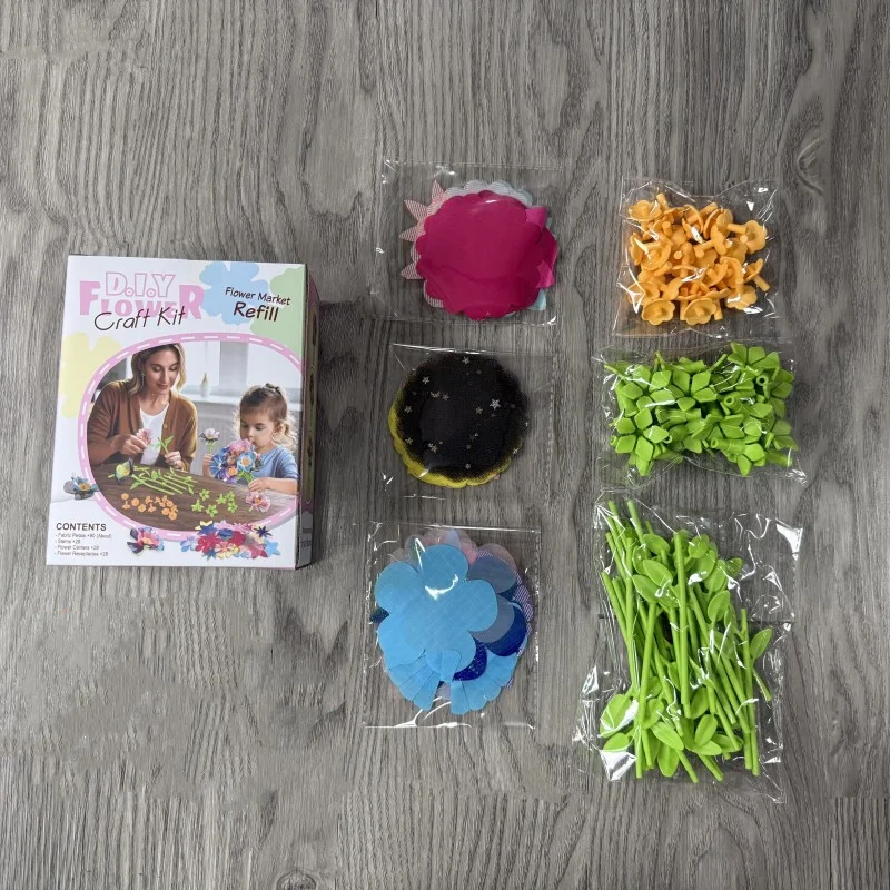 Fabric Flower Bouquets Toys DIY Craft Kits Toys for Kids Handmade Flowers Market Toy Girls Christmas Birthday Gift