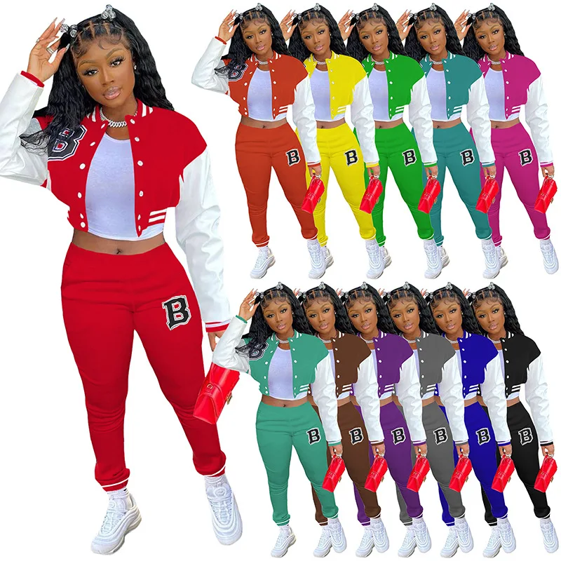 MODX European and American women's cross-border Baseball uniform letter printed casual two-piece sports suit
