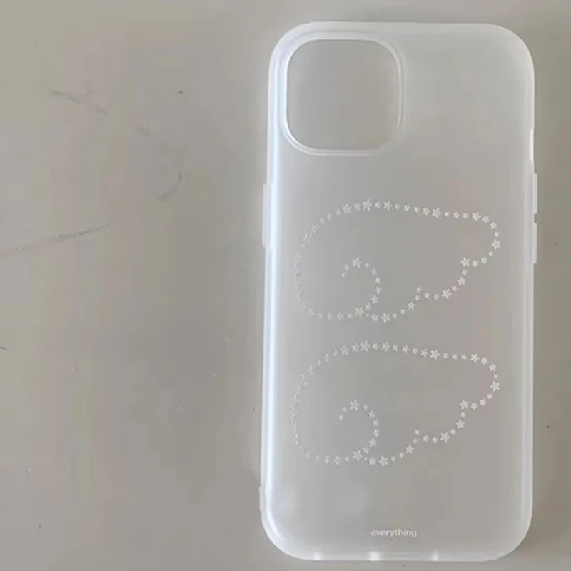 Korean Lovely Stars Angel Wing Matte Phone Case