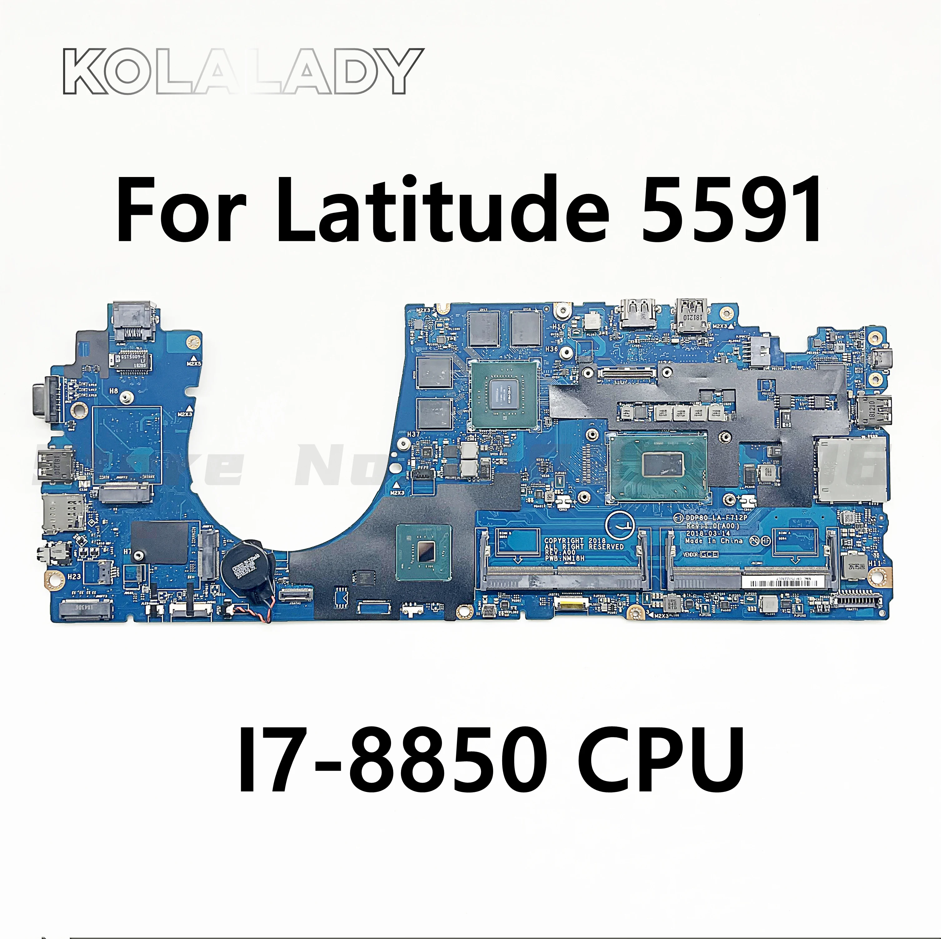 

CN 07TTKR 7TTKR 07TTKR For Dell Precision 3530 Notebook Motherboard DDP80 LA-F712P With I7-8850 CPU mainboard 100% Tested ok