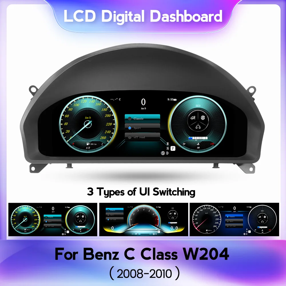 Navifly 자동차 LCD 디지털 클러스터 Linux 메르세데스-벤츠 C 클래스 W204 S204 C200 C260 2006 2007 2008 - 2010 디지털 대시 보드 속도계 용