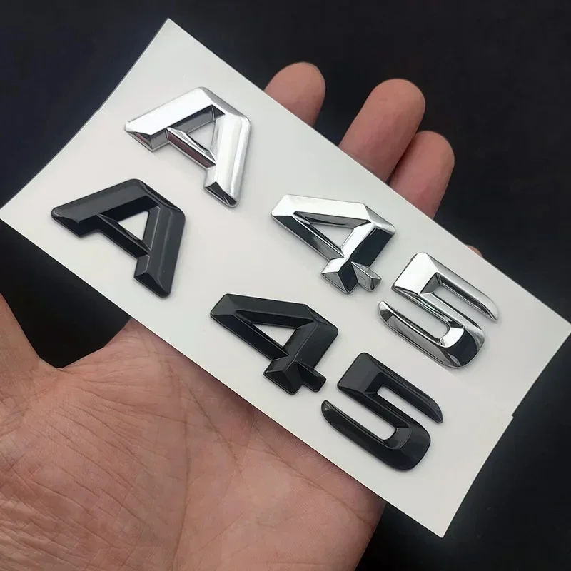 자동차 스티커 후면 트렁크 글자 배지 엠블럼 크롬 블랙 로고 3D 스티커, 메르세데스 A45 AMG W176 W177 14-16 자동차 액세서리