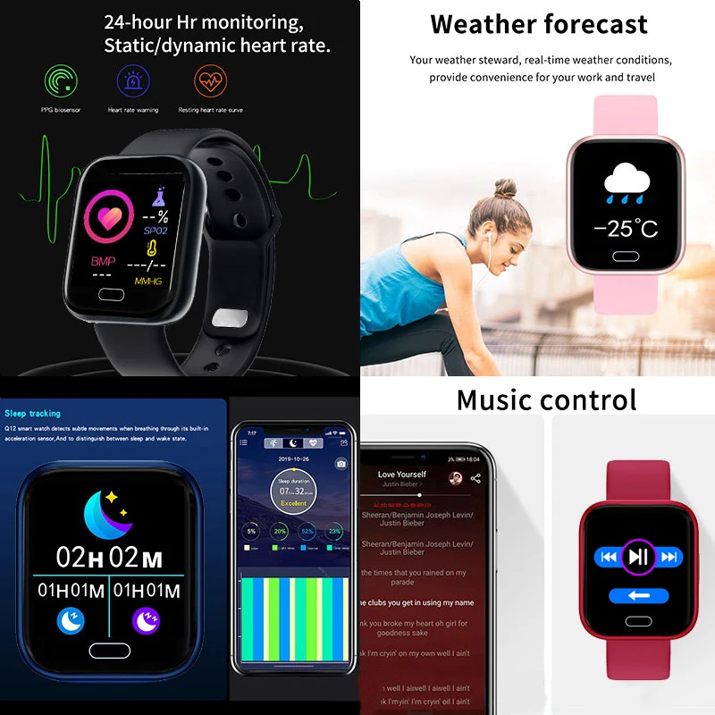 Women's Digital Men Sport Fitness Tracker Smart Bracelet Women Electronic Smart Watch Clock Y68 D20 Smart Watch For Android IOS 5