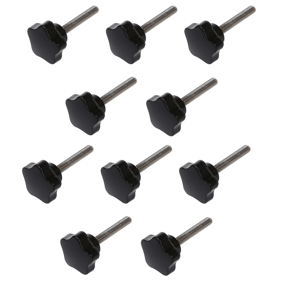 

10pcs M8 x 50mm Thread Replacement Star Hand Knob Tightening Screw Black Silver Tone