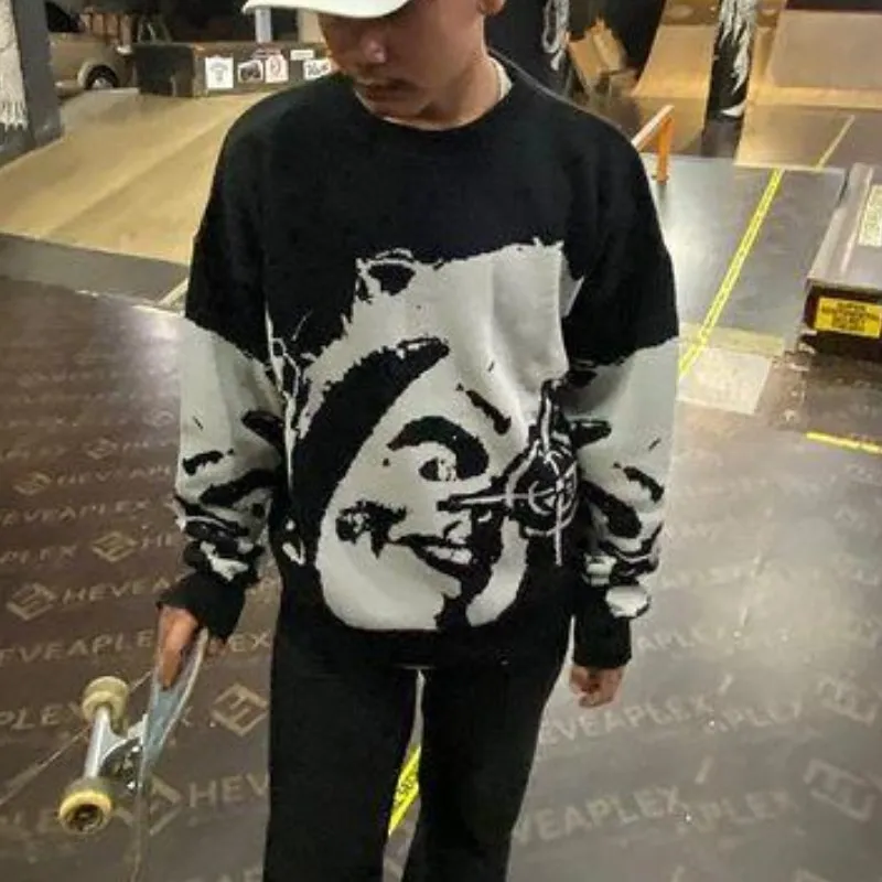 Winter Sweater Men's Warm Quality Knitted Sweater Y2K Clothes Women's Pullover Streetwear Woollen Sweaters Punk Vintage Top Goth 4