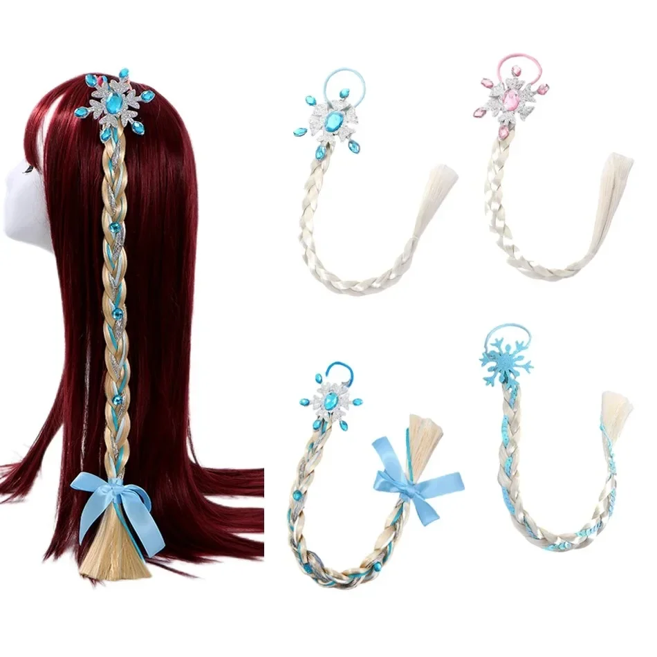 Girls Snowflake Hair Bow Kids Rainbow Hair Tie Princess Accessories