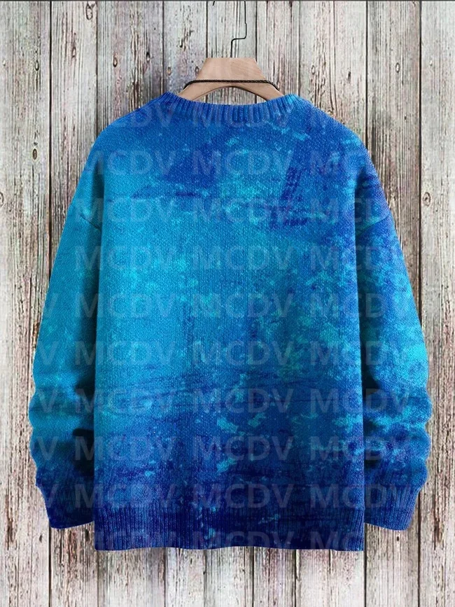 Vintage Gradient Art Print Casual Knit Pullover Sweater Women For Men Sweater