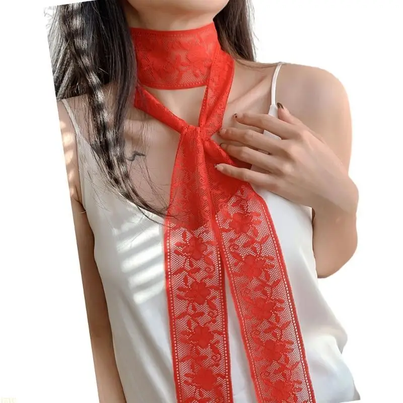 15YC Fashionable Lace Wrap Evening Party Scarves Daily Commute Soft Neckerchief for Fashionable Women - Image 5