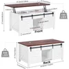 Lift Top Coffee Table,Coffee Table with Storage,47" White Coffee Table with Lifting Top, Lifting Tabletop with Sliding Barn Door 2
