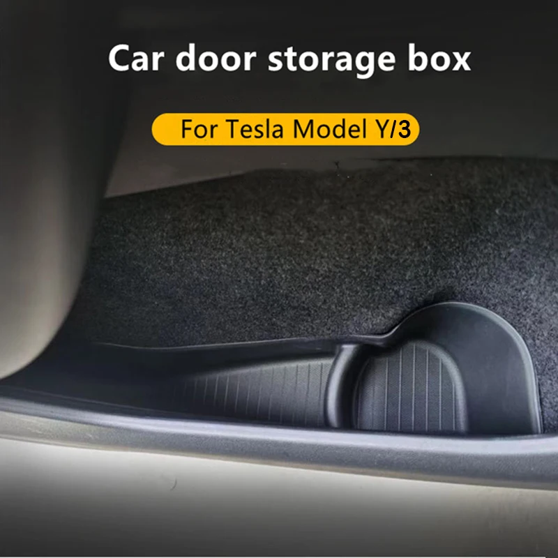 

4PCS Car Door Tray Organizer Car Front Rear Door Slot Tray Organizer Door Side Storage Box For Tesla Model Y Model 3 Accessories
