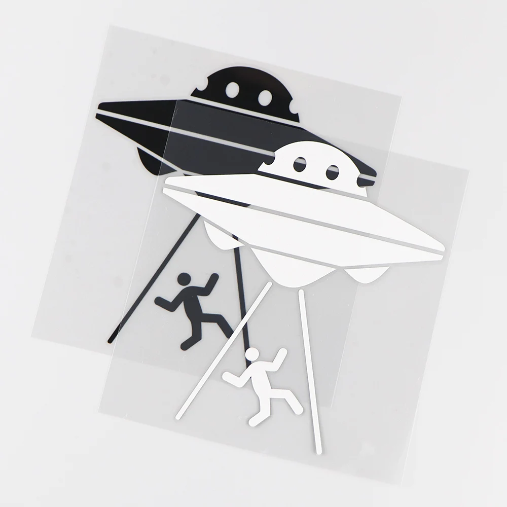 

Black / SilverM Alien Abduction Interesting Vinyl Sticker Car Sticker UFO 12.9×13.5CM