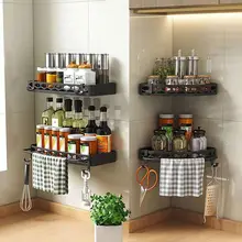 

Kitchen Shelf Wall Shelf Tissue Box Aluminum Bathroom Corner Shelf Wall Mounted Kitchen Storage Holder Spice Rack Nail-free