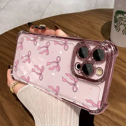 Plating Cute Love Heart Bowknot Soft Transparent Phone Case Cover - Samsung S25 (S25142)