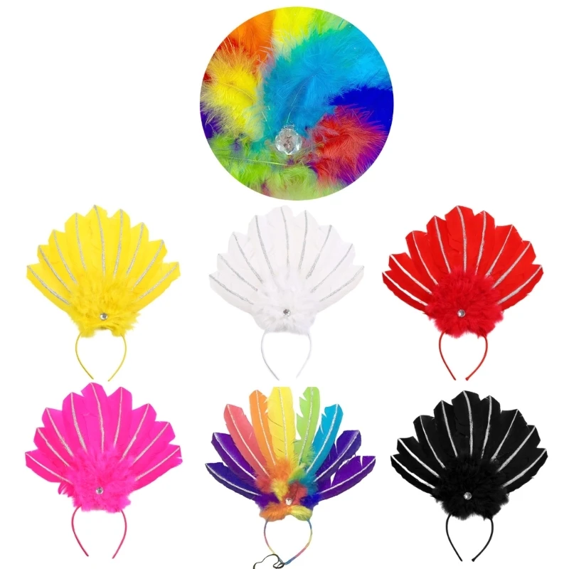 

Carnival Party Accessories Headband for Mardi Gras Festival Party Props Colorful Feather Hairband Holiday Headpieces