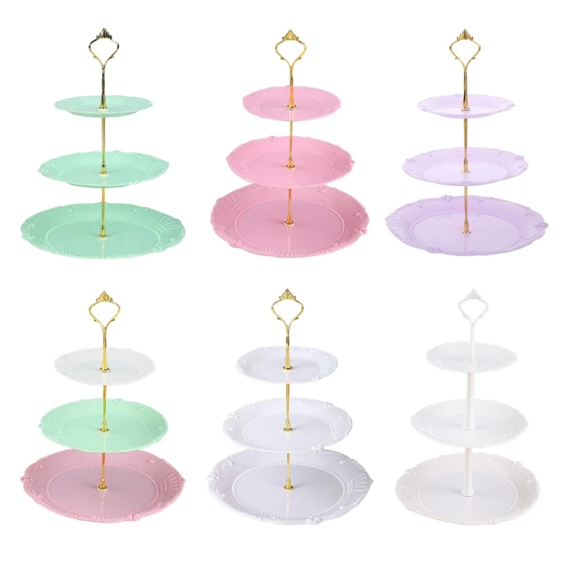 

Multi Tiered Fruit and Dessert Display Rack Space Saving Afternoon Tea Stands 3 Tiers Cake Display Stand for dropshipping