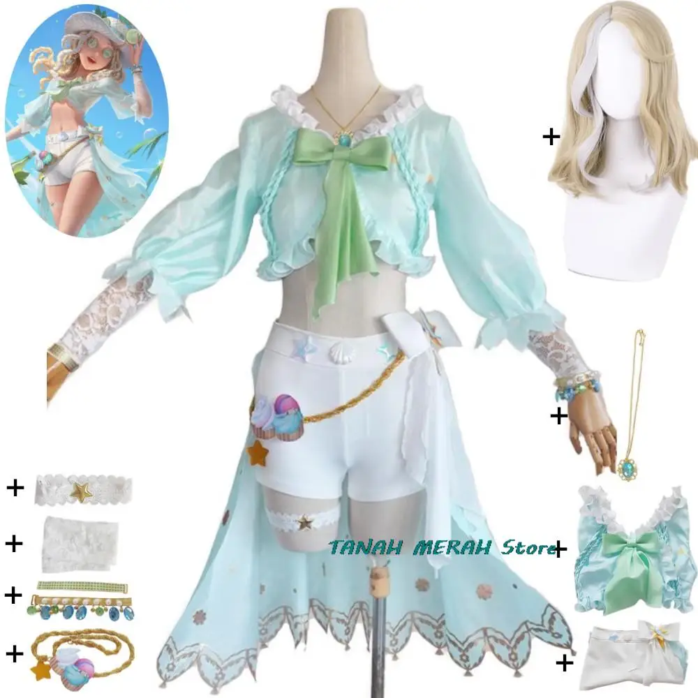 

Game Identity Ⅴ Barmaid Demi Bourbon Cosplay Costume Wig Anime Sea Salt Special Tune Sexy Woman Outfit Halloween Role Play Suit