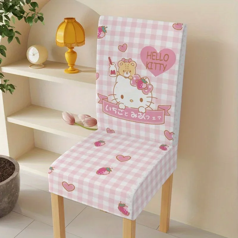 

Sanrio Hello Kitty Chair Cover Cartoon Cinnamoroll Kuromi Printed Universal Chair Cover Home Dining Table and Chair Cover