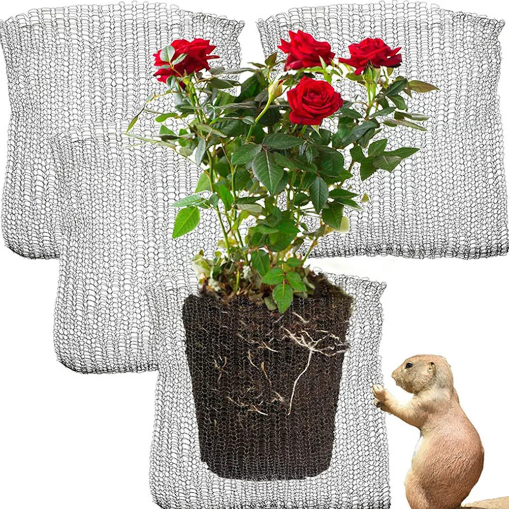 

6pcs Knitted Stainless Steel Mesh Baskets Vegetable Root Mesh Protectors Plants Accessory