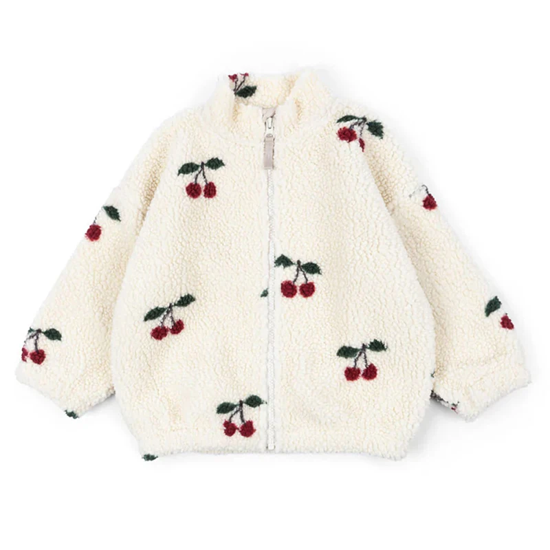 A/W Warm Jacket Girls Lamb Wool Hooded Jacket Boys Swan Printed Cotton Baby Winter Clothes