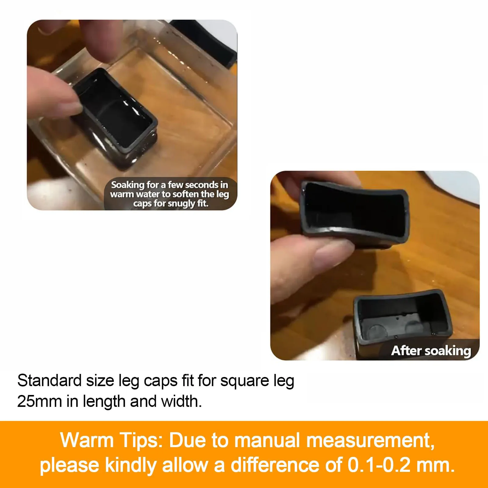 1/2/4/8Pcs 사각 고무 가구 다리 캡 10x10mm-32x32mm 검정색 PVC 파이프 슬리브 튜브 캡 미끄럼 방지 테이블 발 먼지 커버