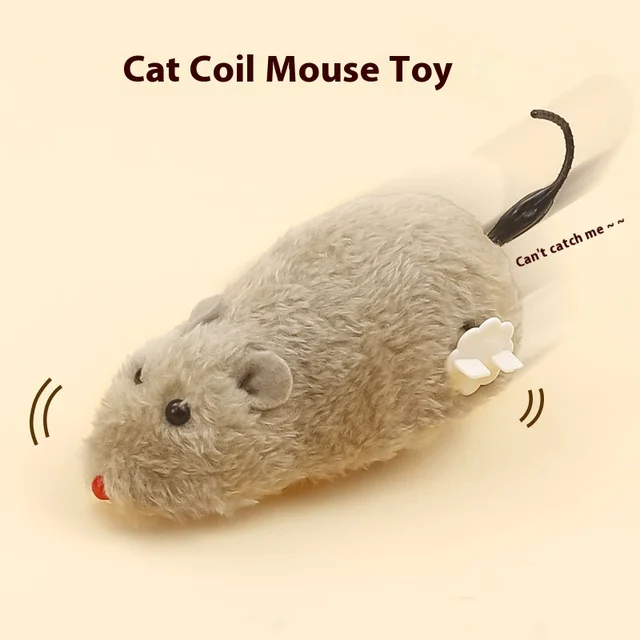 Fun and Interactive Plush Wind-Up Mouse Toy for Cats Dogs and Kids Mechanical Moving Animal Toy for Playtime and Pranks 2