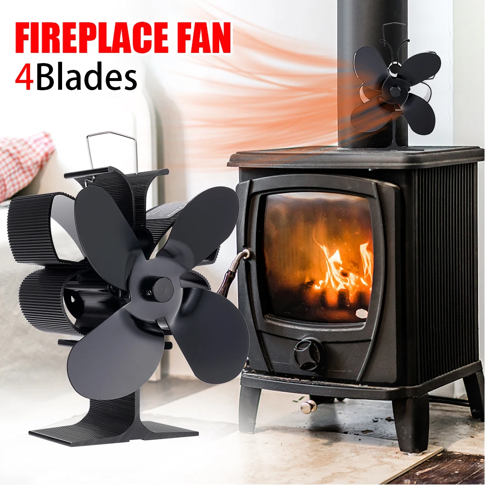 

4 Blades Heat Powered Stove Fan Butterfly Fireplace Fan Log Wood Burner Eco Quiet Fan Home Heater Efficient Heat Distribution