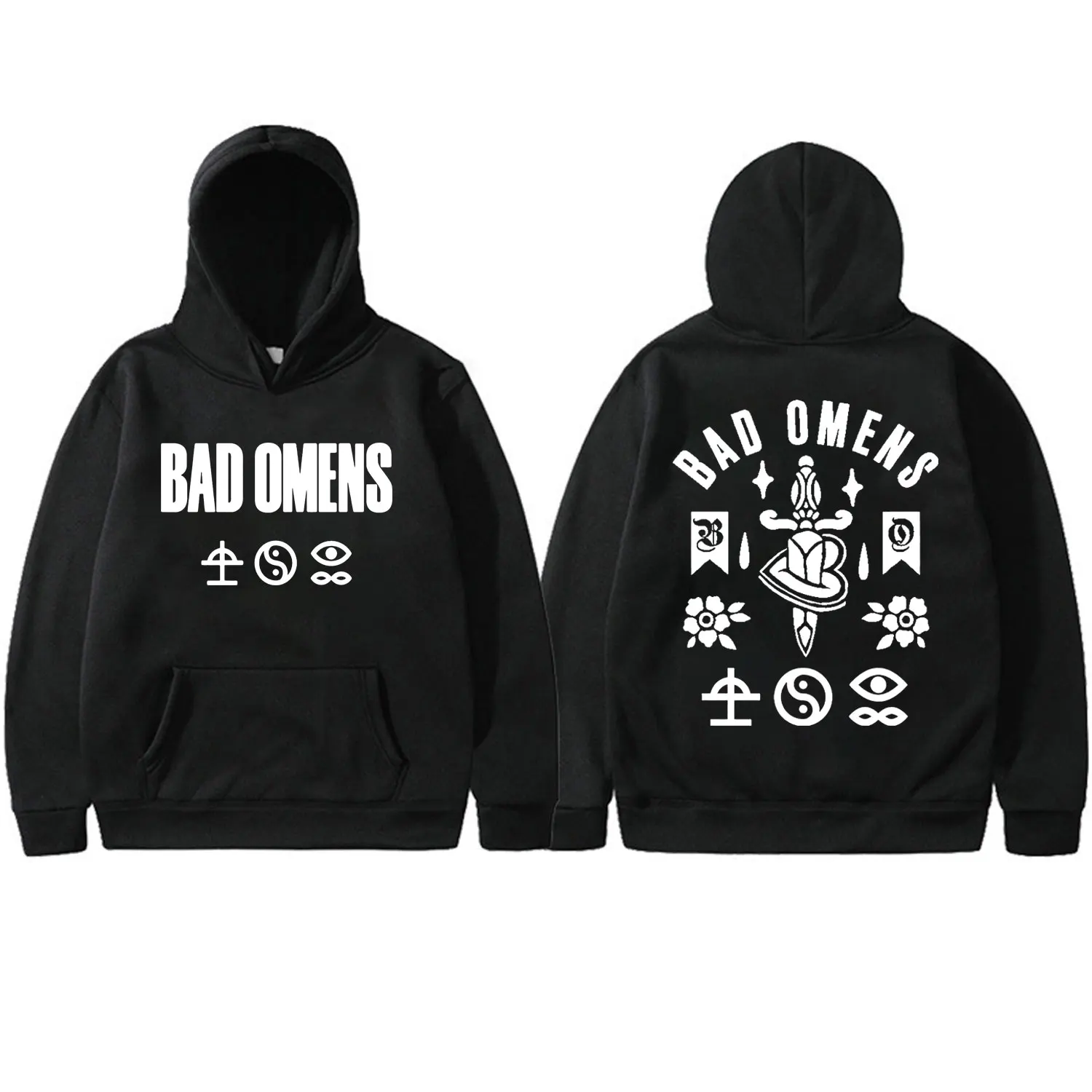 

Толстовка с капюшоном и принтом рок-группы Bad Omens Tour, осенне-зимний винтажный свитшот с капюшоном в стиле хип-хоп, модные трендовые пуловеры унисекс