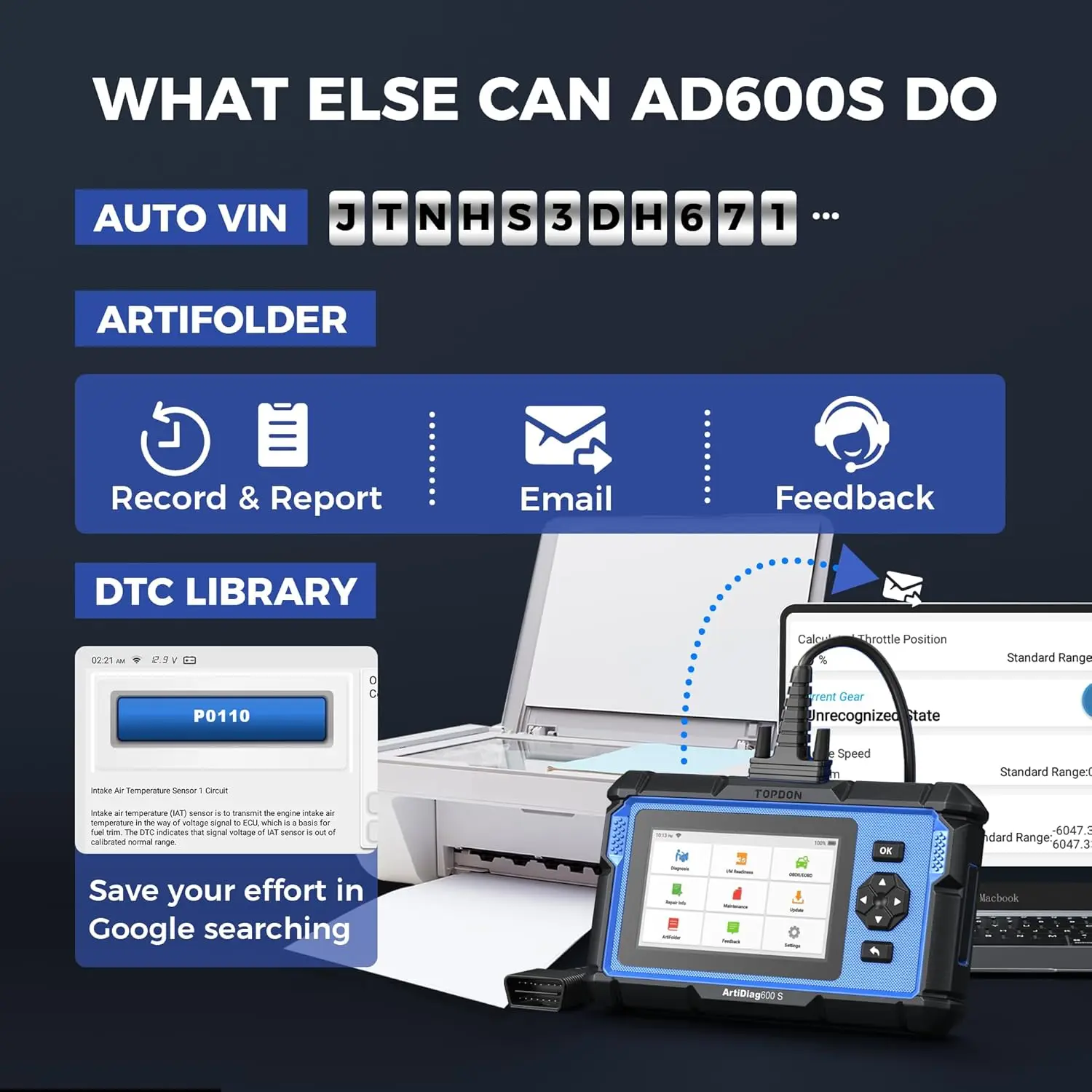 Topdon-自動車診断ツール,車両スキャナー,artiDiag600s,OBD2,abs