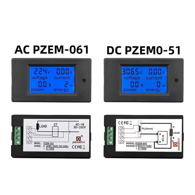 Misuratore Di Potenza AC Digitale - Voltmetro Amperometro 80-260V 100A, LCD, Con Allarme, Per Monitoraggio Energia - Foto 2