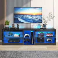 63" LED TV Stand for TVs Up To 70 Inch, Modern Entertainment Centre with Power Outlet TV Shelf with Storage Cabinet 3