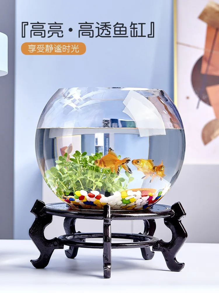 

Cross border New Office Landscape Thickened Glass Circular Mini Fish Tank Living Room Home Desktop Goldfish Turtle Tank