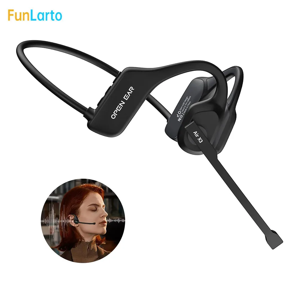 Open-Ear Wireless Bluetooth Headset with Integrated Boom Microphone