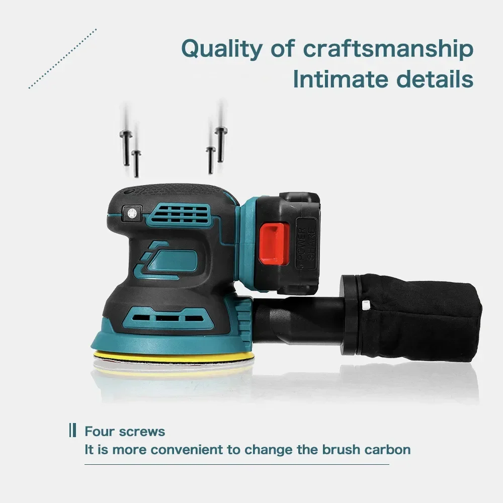 125MM Cordless Random-Orbital Electric Sander 3 Sandpaper Wood Grinder Polishing Machine Makita Batterry (No Battery) electric sander cordless sander cordless grinder
