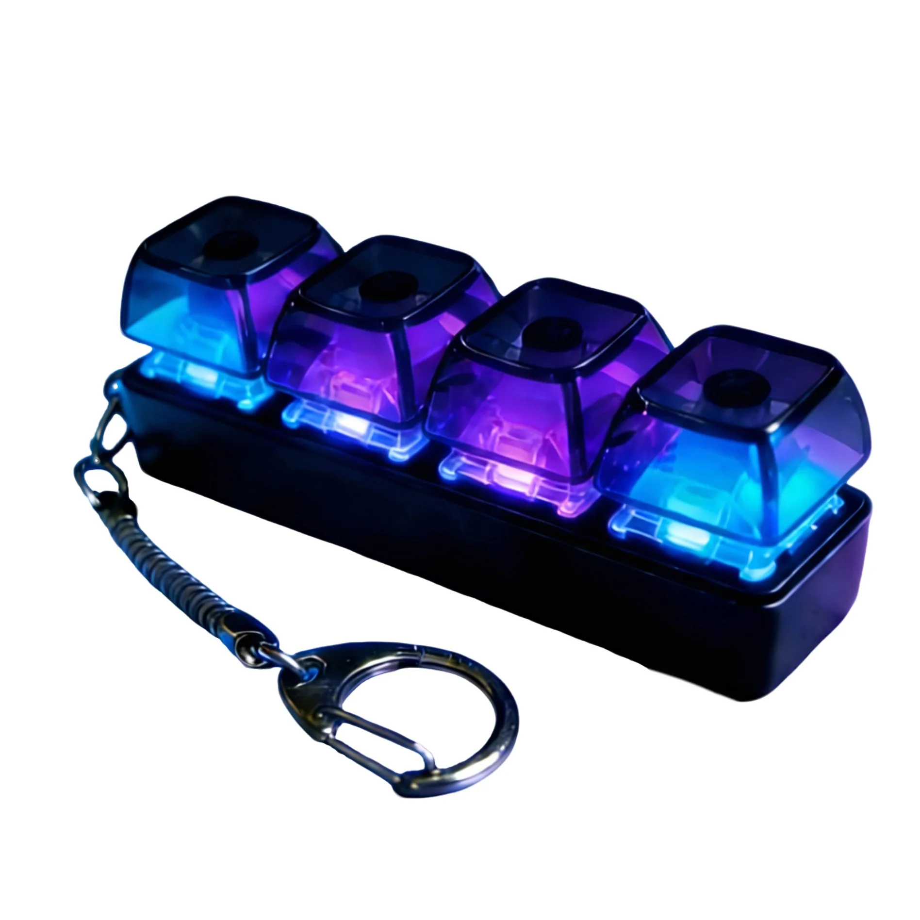 Keyboard Fidget Keychain,Keyboard Button Finger Clicker for Anxiety Relief, Transparent Lights Clicker Fun Style Charm Key Chain