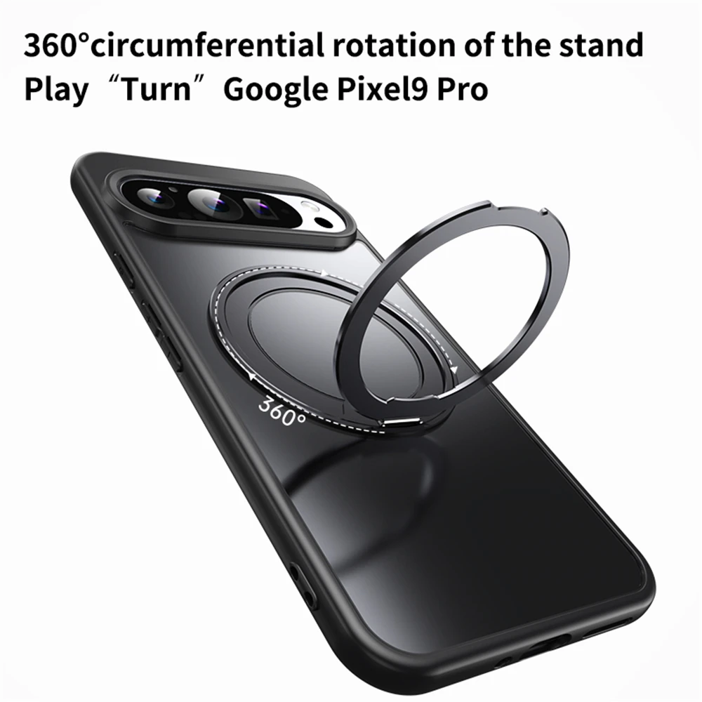 Magnetic Stand Holder Phone Case with 360° Ring Bracket - Shockproof Armor Hard Cover for MagSafe Compatibility