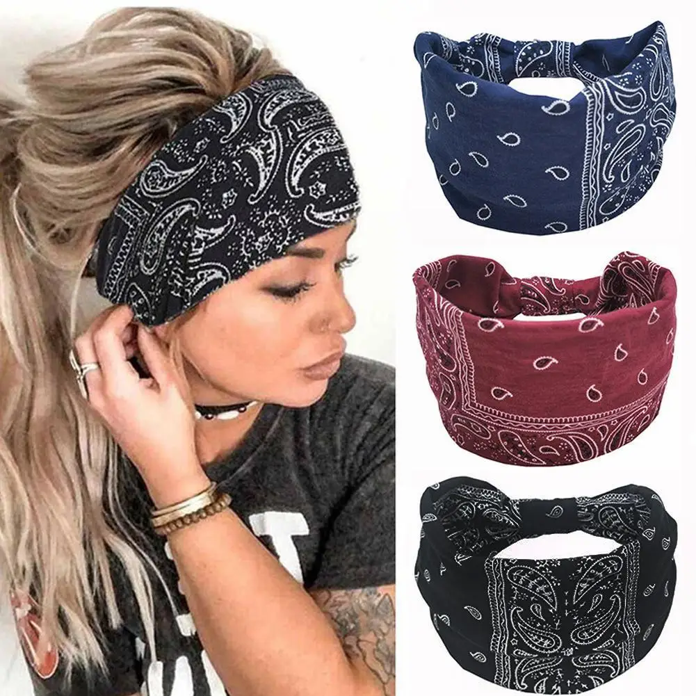 

Women Headwrap Cotton Stretch Headbands Elastic Hair Turban Sport Bandage Sweat Ribbons Girl HairBand Headwear Bandana Hair Q6D5