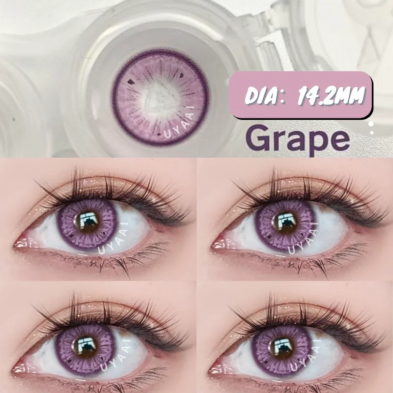 UYAAI Color Contact Blue Lens 1 Pair Fruit Juice Seris Purple Fashion Korean Beauty Lens for Eyes Yearly Use for Free Shipping