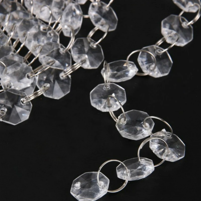 1 Meter 14mm Acrylic Octagon Beads Garland Strand for Home Wedding Party Garden Suncatcher Decoration acrylic beads garland
