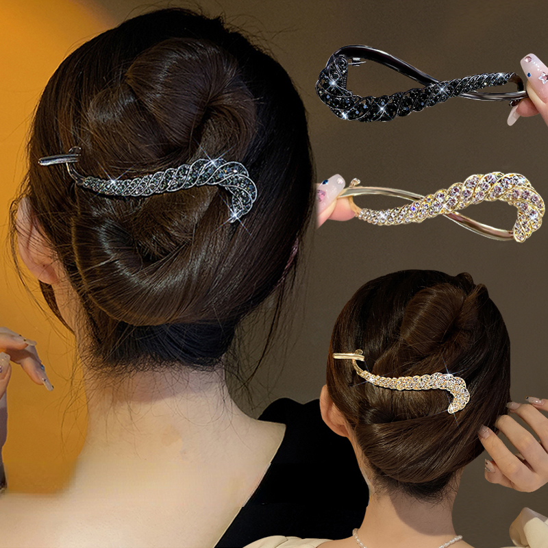 Korean Metal Flower Rhinestone Hair Clips Hairpin Sweet Ponytail Fashion Clip Barrettes Hairgrips Headwear Women Hair Accessorie