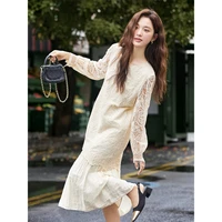 VIMLY French Elegant Women Dress 2025 Autumn New Retro Long Lace Sleeves Dresses Casual Soft Paneled Maxi Dress Woman A2810 - Image 2