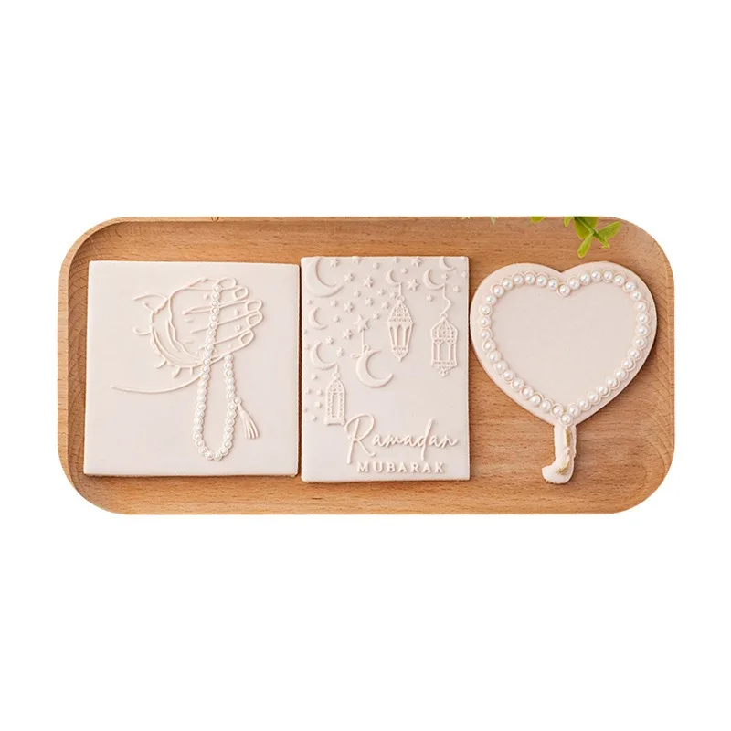 Eid Mubarak Cookie Cutter Stamp Press Moon 3D Festival Fondant Sugarcraft Islamic Muslim Biscuit Baking Tool Ramadan Decoration