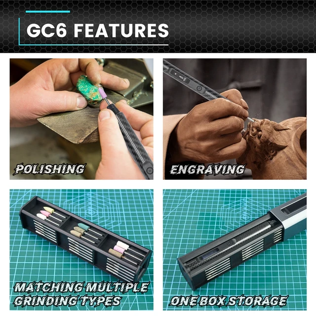 ARROWMAX GC6 Smart Engraving Pen Electric Mini Grinder Cordless Rotary Tool with 39 Bits for Crafts Jewelry Wood Glass Carving 5