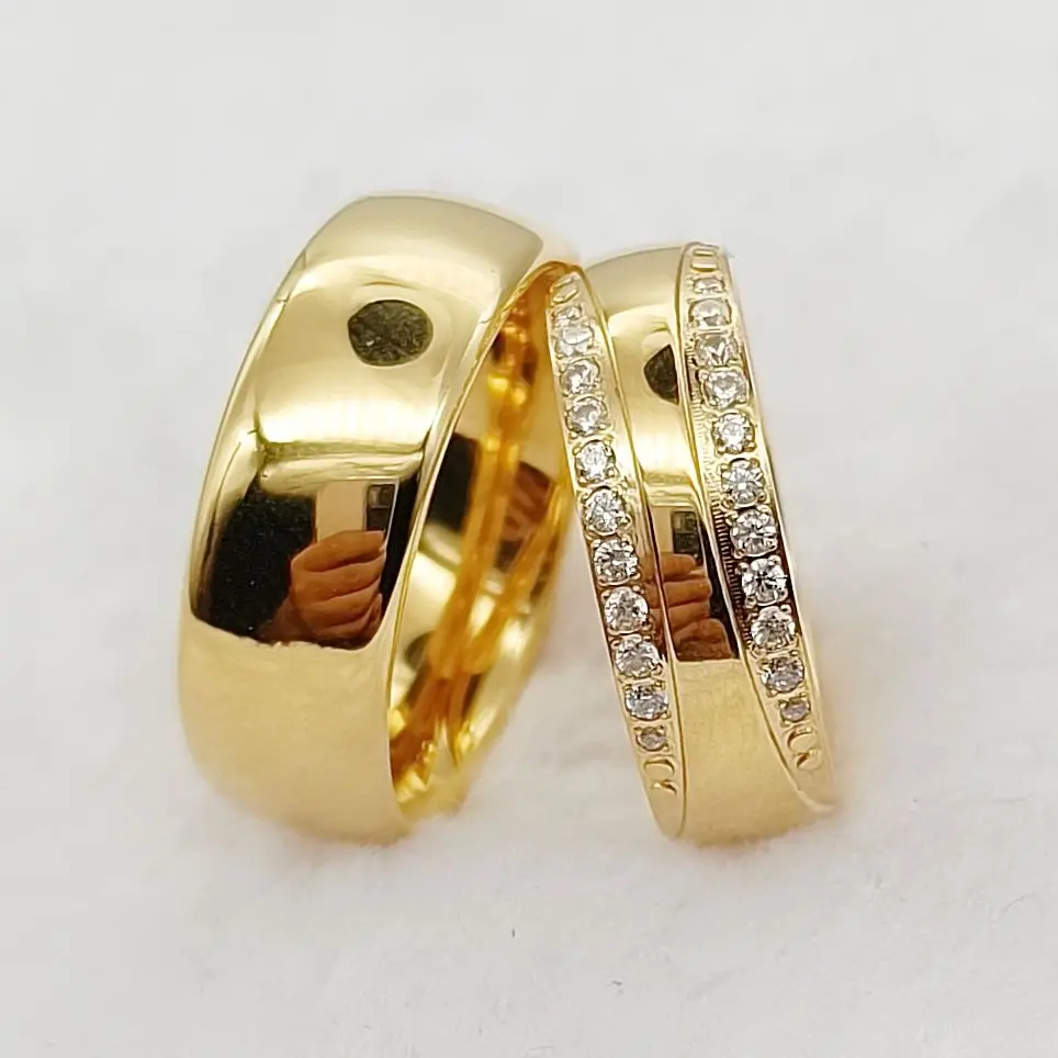 

Wedding Rings For Men And Women Designer Fashion Jewelry Cubic Zirconia Diamond 18k Gold Plated Lover Couples Ring bijoux bague